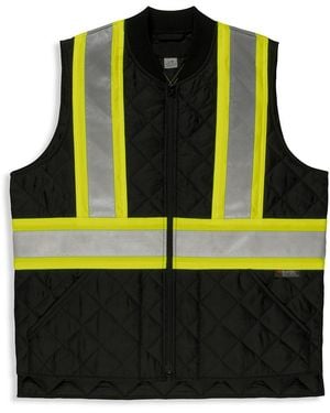Tough Duck Big & Tall Quilted Zip-Front Reflective Safety Vest - Black