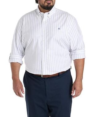 Brooks Brothers Big & Tall Non-Iron Striped Sport Shirt - White