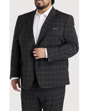 Tallia Big & Tall Windowpane Suit Jacket - Black