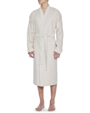 Majestic International Big & Tall La Paz Waffle-Knit Kimono Robe - White