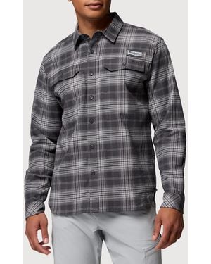 Columbia Big & Tall Pfg Topwater Tech Flannel Sport Shirt - Gray