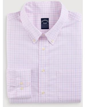 Brooks Brothers Big & Tall Non-Iron Check Dress Shirt - Purple