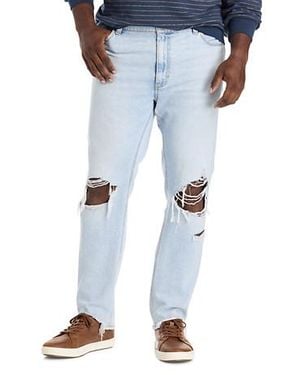 True Nation Big & Tall Destructed Dual Denim Tapered-Fit Jeans - Blue