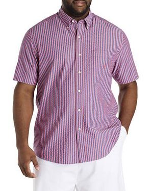 Nautica Big & Tall Seersucker Striped Sport Shirt - Purple
