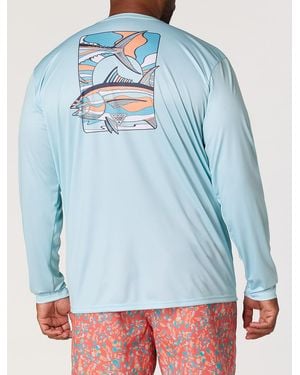 Columbia Big & Tall Pfg Terminal Tackle Fish Shine Tuna Long-Sleeve T-Shirt - Blue