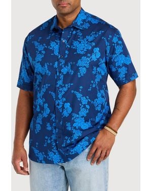 Synergy Big & Tall Tonal Floral Sport Shirt - Blue