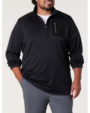 Vineyard Vines Big & Tall Grid Patterned 1 4-Zip Tech Pullover - Black