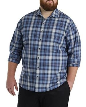 Synergy Big & Tall Plaid Sport Shirt - Blue