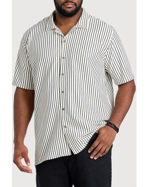 True Nation Big & Tall Striped Camp Shirt - White