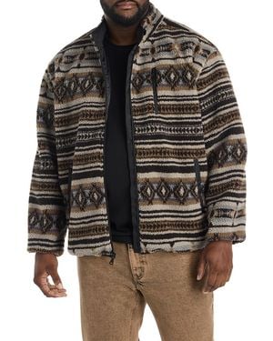 True Nation Big & Tall Aztec Inspired Fleece Jacket - Black