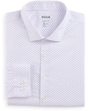 Haggar Big & Tall Wrinkle-Resistant Dot Patterned Dress Shirt - Blue