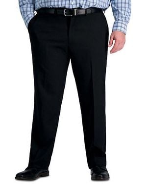 Haggar Big & Tall Comfort Straight-Fit Flat-Front Stretch Dress Pants - Black