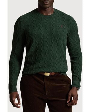 Polo Ralph Lauren Big & Tall Cable-Knit Crewneck Sweater - Green