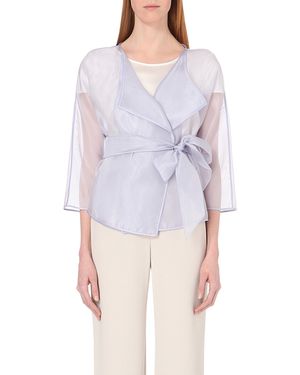 Armani Wrap-around Silk-organza Jacket - Blue