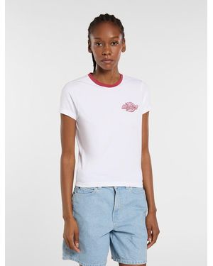 Dickies T-Shirt Ringer Léger Plainville, Femme, Taille - Blanc