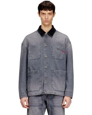 DIESEL Utility-Style Denim Jacket With Contrasting Collar - Grey