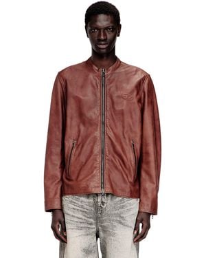 DIESEL Chaqueta De Cuero Tipo Motociclista Con Logo De Archivo - Rojo