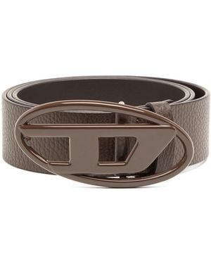 DIESEL 4Cm Leather Belt With Matte Oval D Buckle - Brown