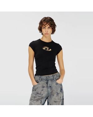 DIESEL T-Shirt With Oval D Logo - Black