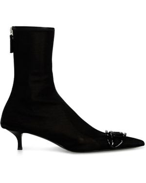 DIESEL Stretch-Mesh Ankle Boots With Kitten Heel - Black