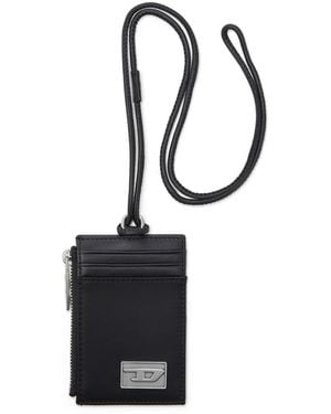 DIESEL Leather Badge Holder With Zip Pocket - Black