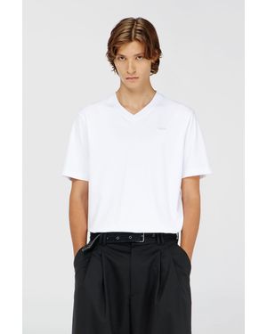 DIESEL V-Neck T-Shirt With Micro Logo Embroidery - White