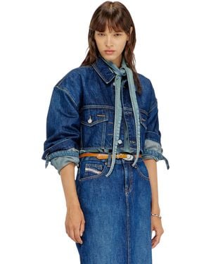 DIESEL Cropped Oversized Denim Trucker Jacket - Blue