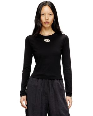 DIESEL Long-Sleeve Top With Oval D Cut-Out - Black