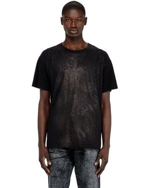DIESEL Cotton Crew-Neck T-Shirt With Foil Print - Black