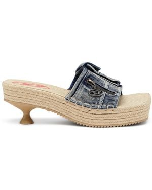 DIESEL D-ibiza-heeled Platform Espadrilles In Denim - Blue