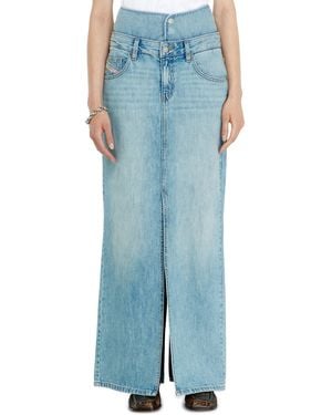 DIESEL Jean-Illusion Denim Maxi Skirt With Slits - Blue