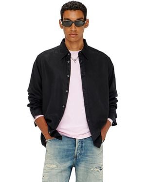 DIESEL Fluid Shirt With Logo Embroidery - Black