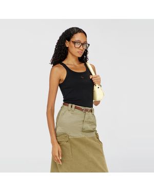 DIESEL Slim Tank Top With Laser-Cut Oval D - Black