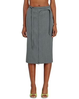 DIESEL Tailored Midi Pencil Skirt With Biker Straps - Black