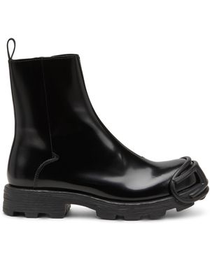 DIESEL D-Hammer D-Logo Leather Chelsea Boots - Black