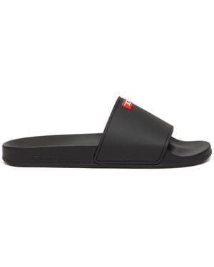 DIESEL Sa-Swim-Rubber Pool Slides With D Logo - White