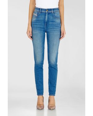 DIESEL Skinny Jeans High Waist 1984 Slandy-High, Mittelblau, Reißverschluss