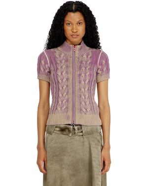 DIESEL Short-Sleeve Zip Cardigan - Red