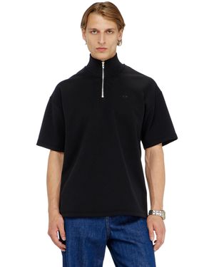 DIESEL Short-Sleeve Half-Zip Sweatshirt - Black