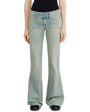DIESEL Vaqueros Bootcut Cintura Baja D-Hush, Azul Medio, Cremallera - Verde