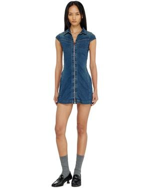 DIESEL Denim Shirt Dress With Full Zip - Blue