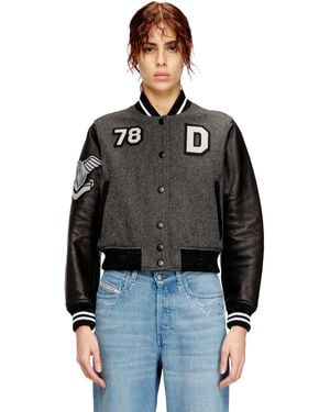 DIESEL Cropped Varsity Jacket - Black