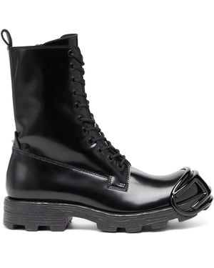 DIESEL Polished Calf Leather Boots - Black