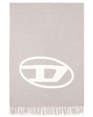 DIESEL Reversible Two Tone Wool Scarf - White