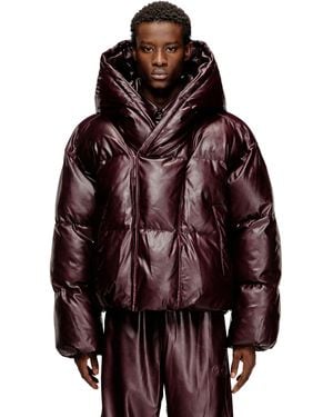 DIESEL Hooded Puffer Jacket - Red