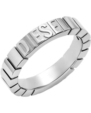 DIESEL Stainless Steel Band Ring - White
