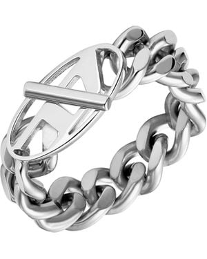 DIESEL Stainless Steel Soft Chain Ring - Grey