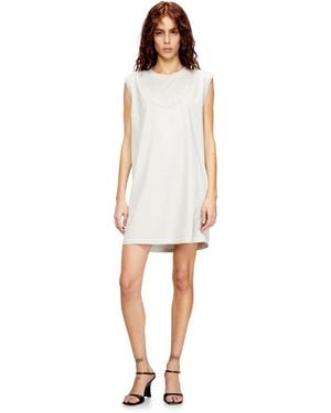 DIESEL Short Cotton Dress With Embossed Chain - White