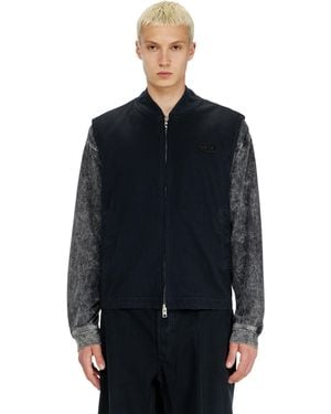 DIESEL Cotton Ripstop Vest With Oval D Patch - Blue