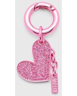 DIESEL Metal Heart Charm With Rhinestones - Pink